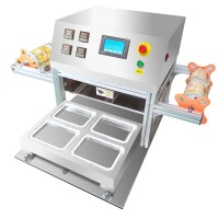 定制免漿黑魚片塑料盒覆膜機蝦尾盒裝封膜機