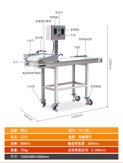 魚餅壓扁輸送機